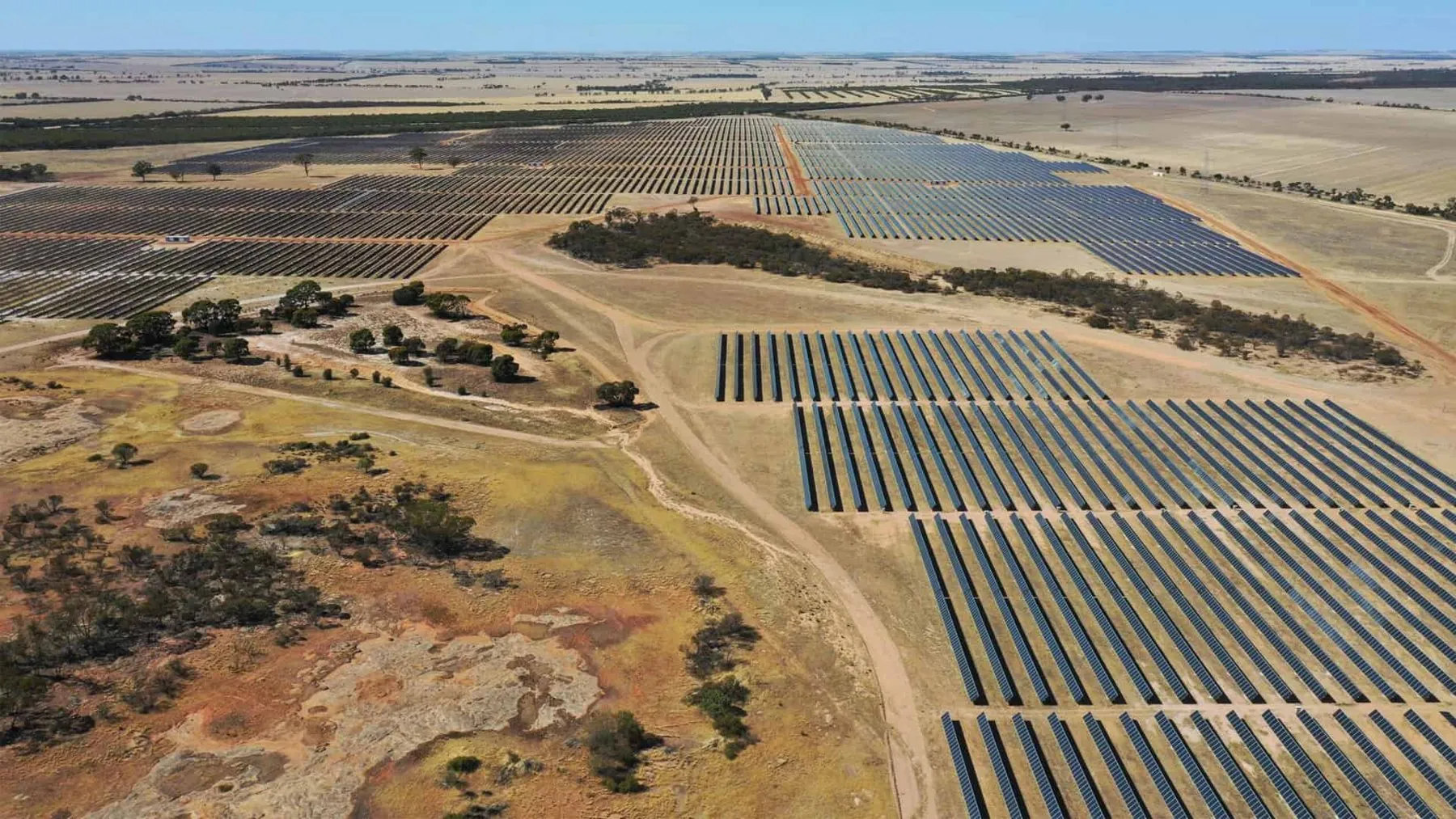 Solar arrays at Merredin Solar Farm in Western Australia’s Wheatbelt