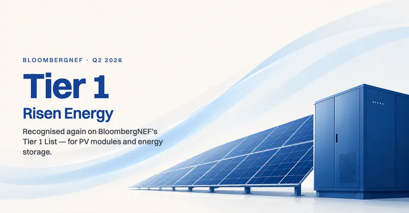 BloombergNEF Tier 1, Q2 2026 — Risen Energy recognised again on BloombergNEF’s Tier 1 List for PV modules and energy storage.